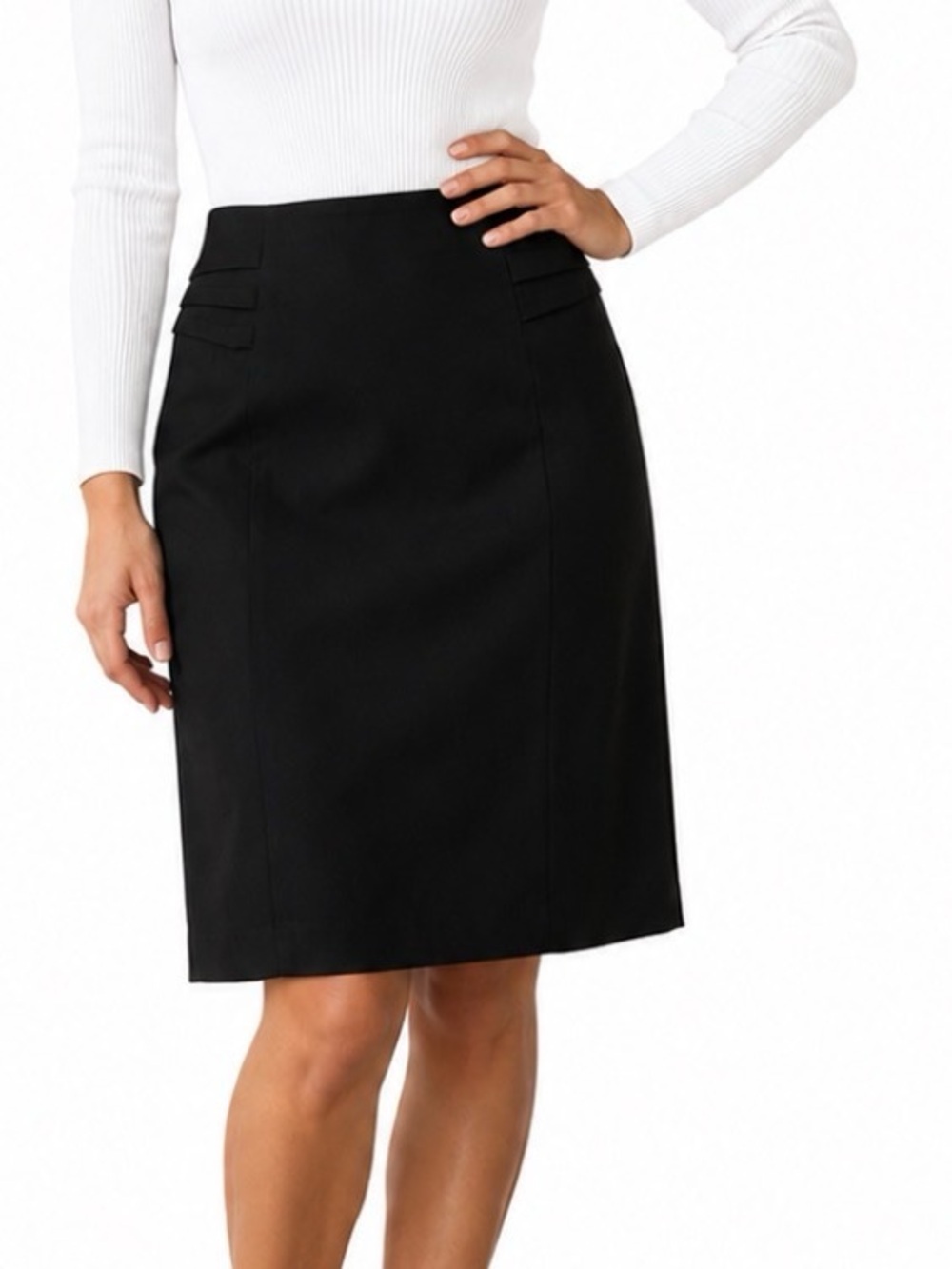 Express Classic Black Pencil Skirt SZ 4 Stretch high rise waist career business